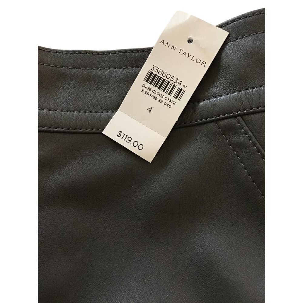 NWT Ann Taylor Faux Leather Pencil Skirt Size 4 Gray High Waist Capsule Wardrobe - Picture 8 of 15